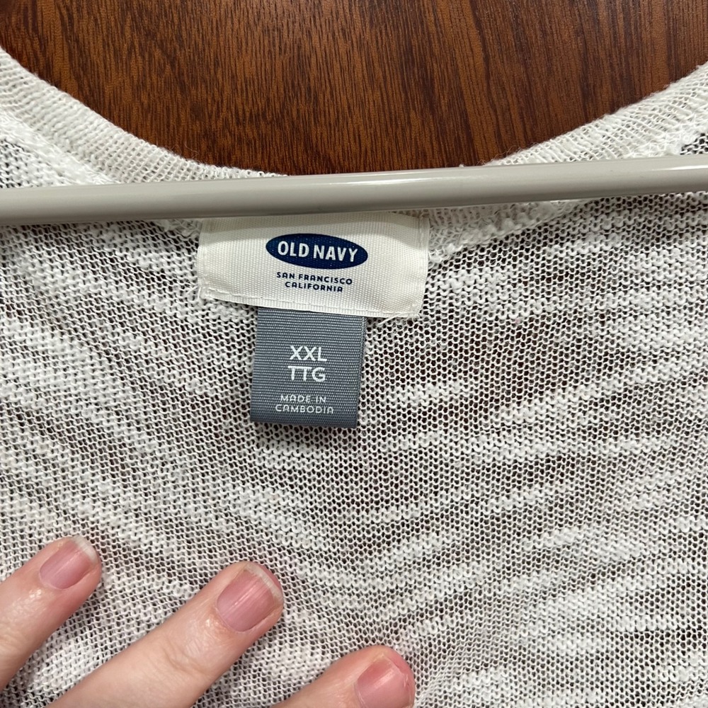 Old Navy Knit Cardigan Open‎ Front Lightweight Sweater Duster White XXL - Picture 5 of 9